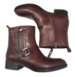 Geox zip up ankle boots burgandy leather sz 40 9.5